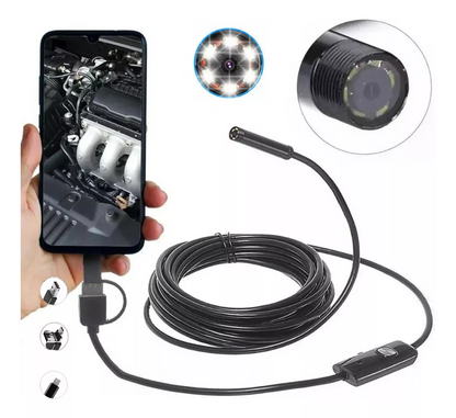 Microcâmera Inspeção Sonda Endoscópica USB - Para Encontrar e Explorar Coisas pelo Celular