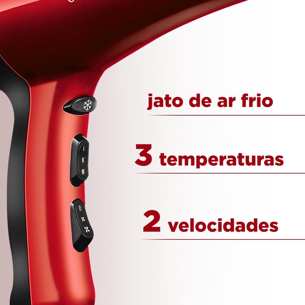 Secador Infinity 2500, Mondial, Vermelho/Preto, 1900W, 110V