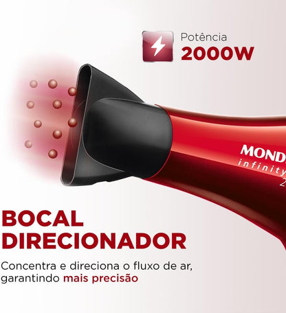 Secador Infinity 2500, Mondial, Vermelho/Preto, 1900W, 110V