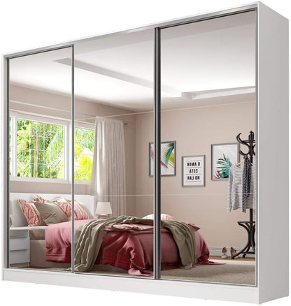 Guarda Roupa Casal 100% MDF com Espelho Tarimo Royale 3 Portas de Correr