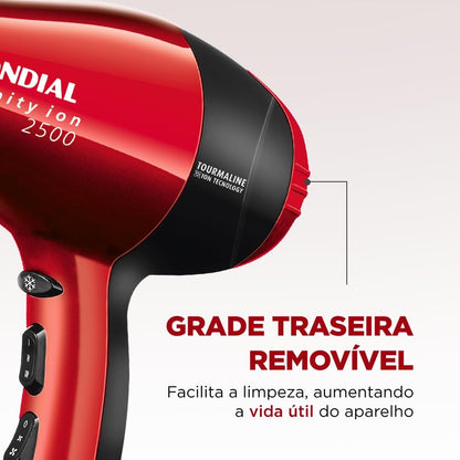 Secador Infinity 2500, Mondial, Vermelho/Preto, 1900W, 110V