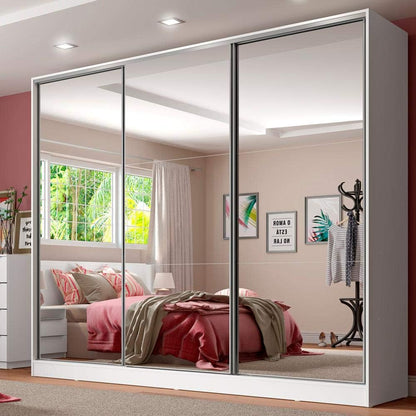 Guarda Roupa Casal 100% MDF com Espelho Tarimo Royale 3 Portas de Correr