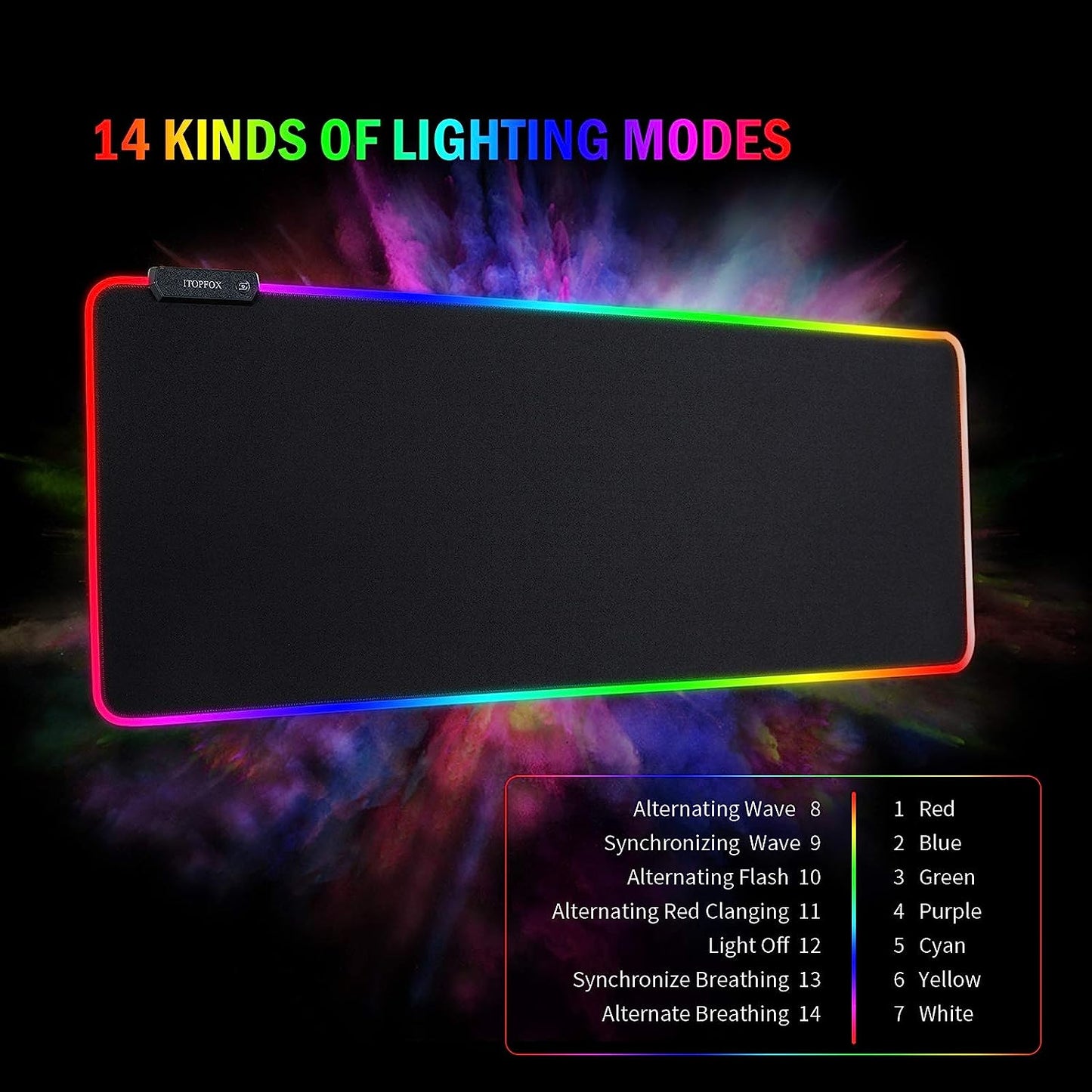 Mouse Pad USB Grande RGB Led Antiderrapante