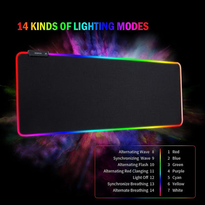 Mouse Pad USB Grande RGB Led Antiderrapante