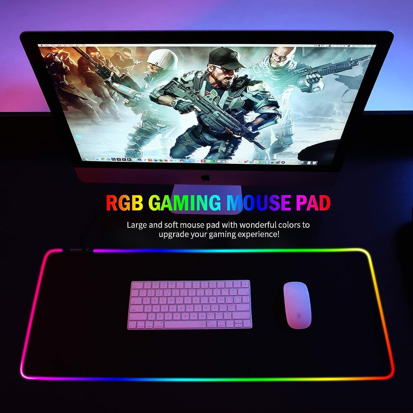Mouse Pad USB Grande RGB Led Antiderrapante
