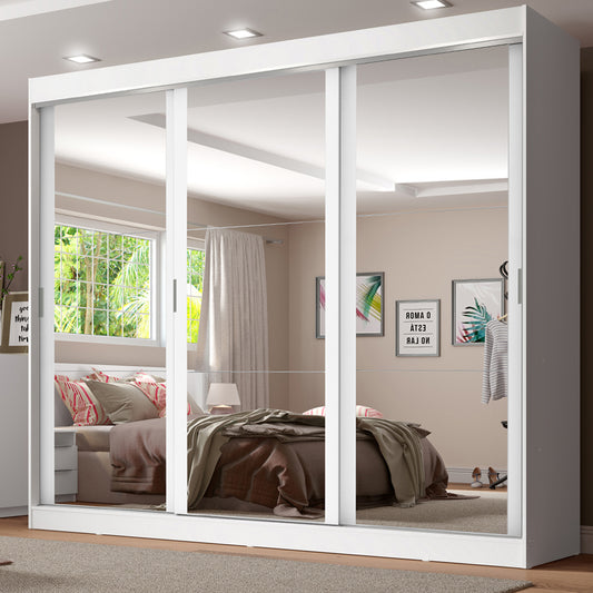 Guarda Roupa Casal 100% MDF com Espelho Tarimo Royale 3 Portas de Correr