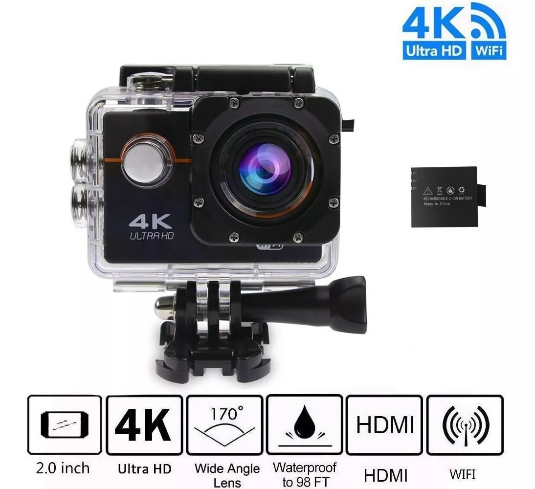 Câmera Filmadora Hd 4k Wi Fi Mergulho Capacete Bike Ciclismo