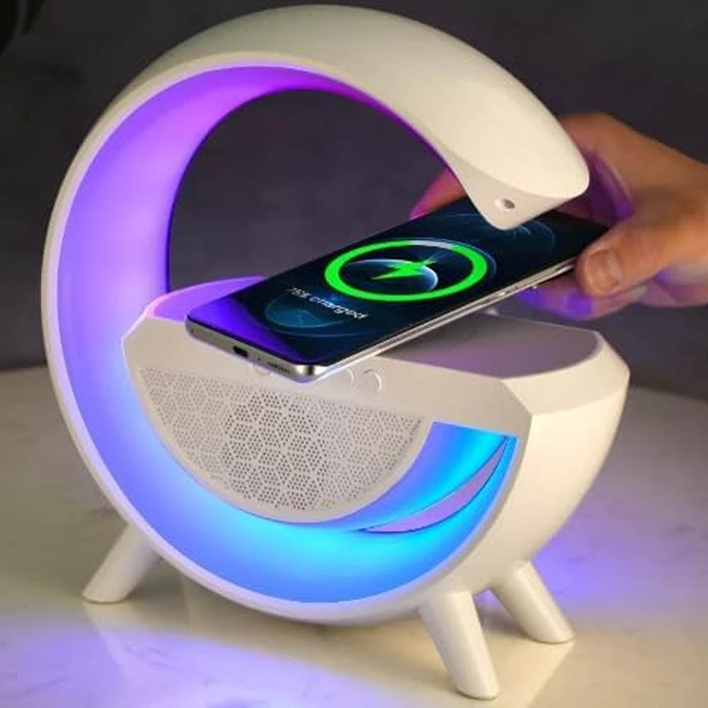 Carregador e Caixa de Som Bluetooth com Luminária Sem Fio