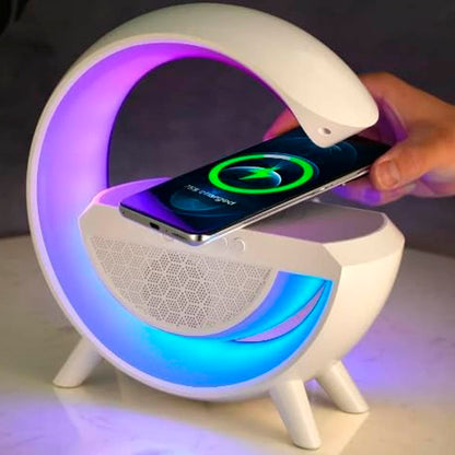 Carregador e Caixa de Som Bluetooth com Luminária Sem Fio