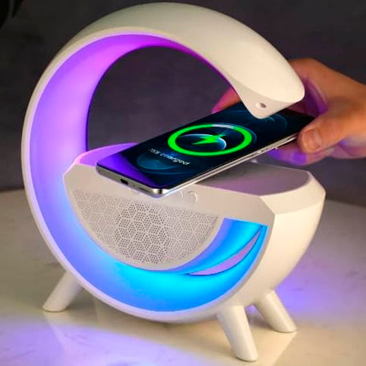Carregador e Caixa de Som Bluetooth com Luminária Sem Fio